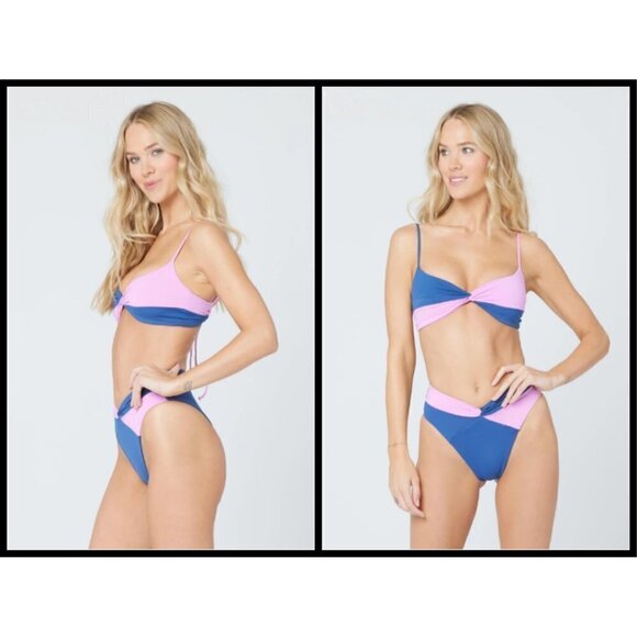 💕L*SPACE💕 Color Block Bikini Set: Ringo Top + Mercury Classic Bottom Small NWT - Picture 4 of 14